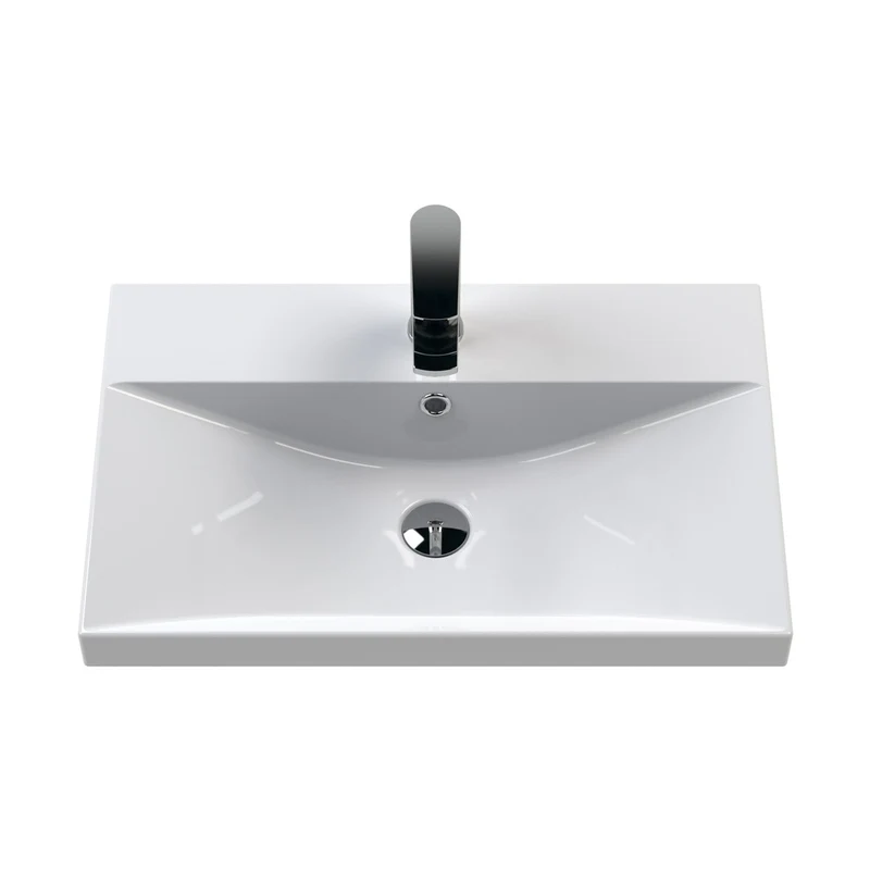 Hudson Reed Urban 600mm Wall Hung 2-drawer Vanity Unit & Basin 3 Contemp Satin White MFC Painted Matt 550x610x395mm