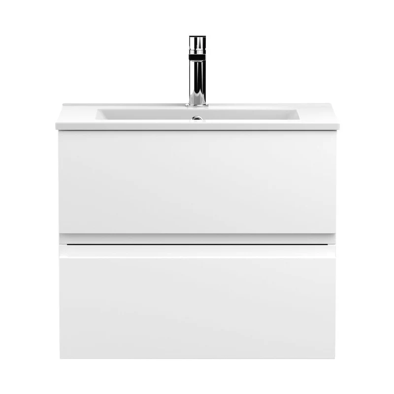 Hudson Reed Urban 600mm Wall Hung 2-drawer Vanity Unit & Basin 2 Contemp Satin White MFC Painted Matt 518x605x395mm