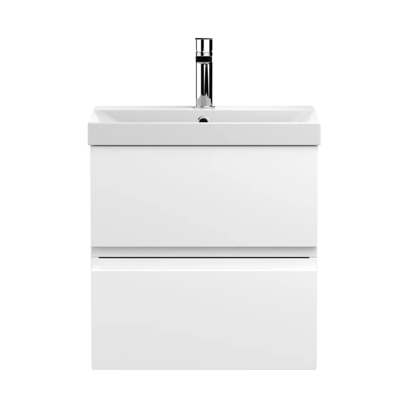 Hudson Reed Urban 500mm Wall Hung 2-drawer Vanity Unit & Basin 3 Contemp Satin White MFC Painted Matt 550x510x395mm