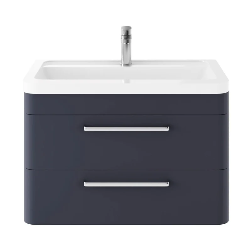 Hudson Reed Solar Wall Hung 800mm Cabinet & Ceramic Basin Contemp Indigo Blue MDF Vinyl Smooth Matt 540x807x450mm