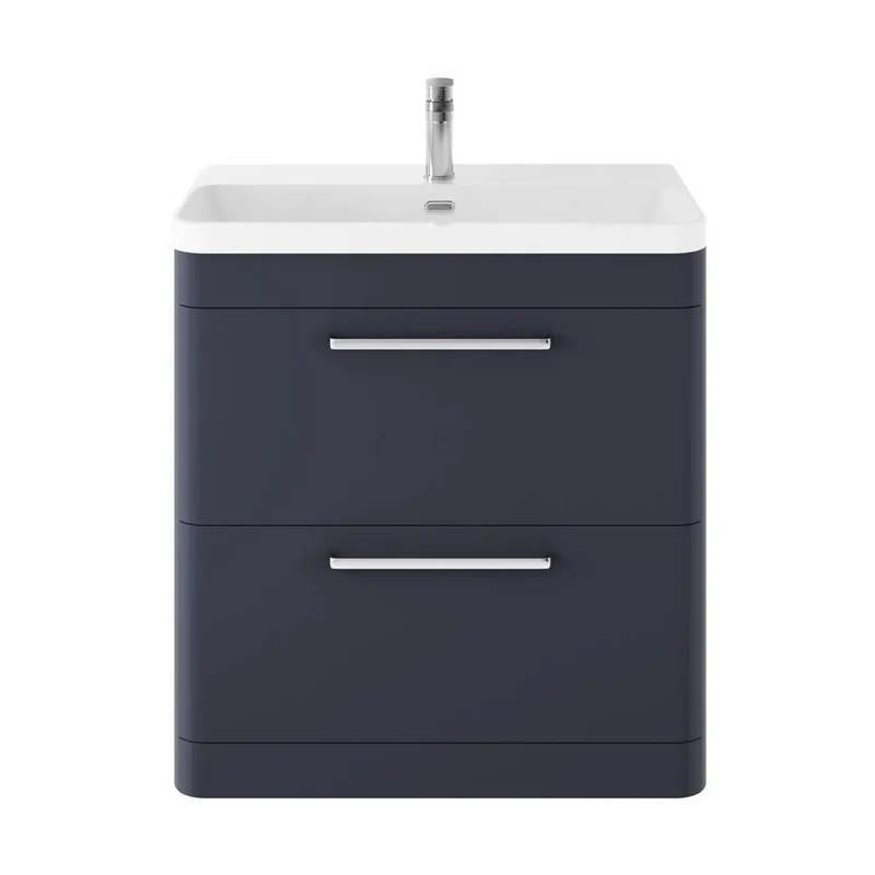 Hudson Reed Solar Floor Standing 800mm Cabinet & Thin Edge Ceramic Basin Contemp Indigo Blue MDF Vinyl Smooth Matt 862x810x460mm