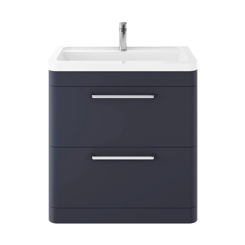 Hudson Reed Solar Floor Standing 800mm Cabinet & Ceramic Basin Contemp Indigo Blue MDF Vinyl Smooth Matt 840x807x450mm