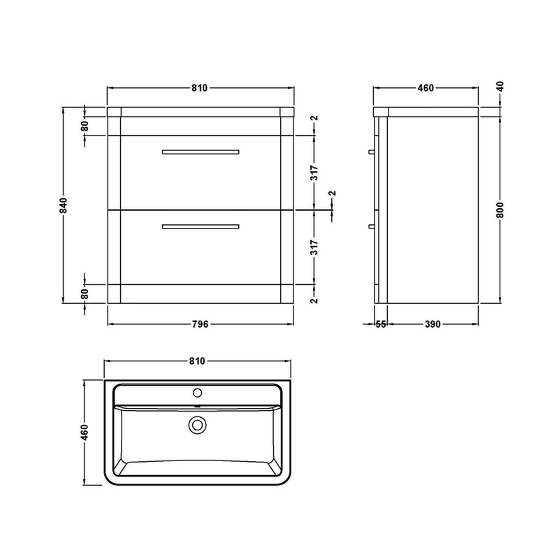 Hudson Reed Solar Floor Standing 800mm Cabinet & Ceramic Basin Contemp Indigo Blue MDF Vinyl Smooth Matt 840x807x450mm