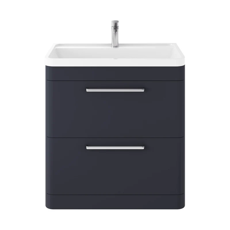 Hudson Reed Solar Floor Standing 800mm Cabinet & Polymarble Basin Contemp Indigo Blue MDF Vinyl Smooth Matt 840x800x450mm