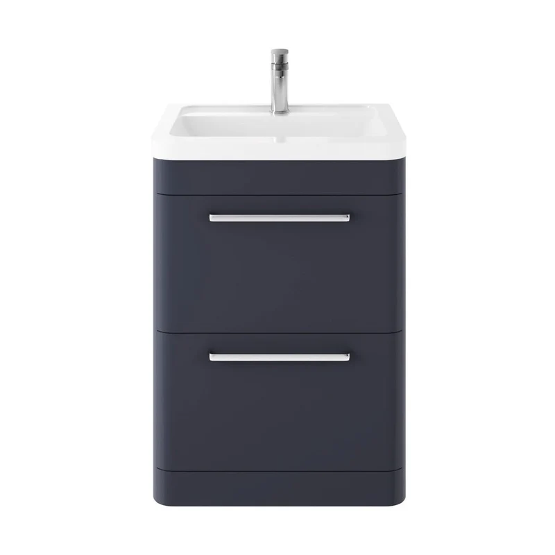 Hudson Reed Solar Floor Standing 600mm Cabinet & Ceramic Basin Contemp Indigo Blue MDF Vinyl Smooth Matt 840x607x450mm