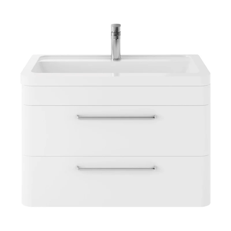 Hudson Reed Solar Wall Hung 800mm Cabinet & Ceramic Basin Contemp Pure White MDF Vinyl Smooth Matt 540x807x450mm