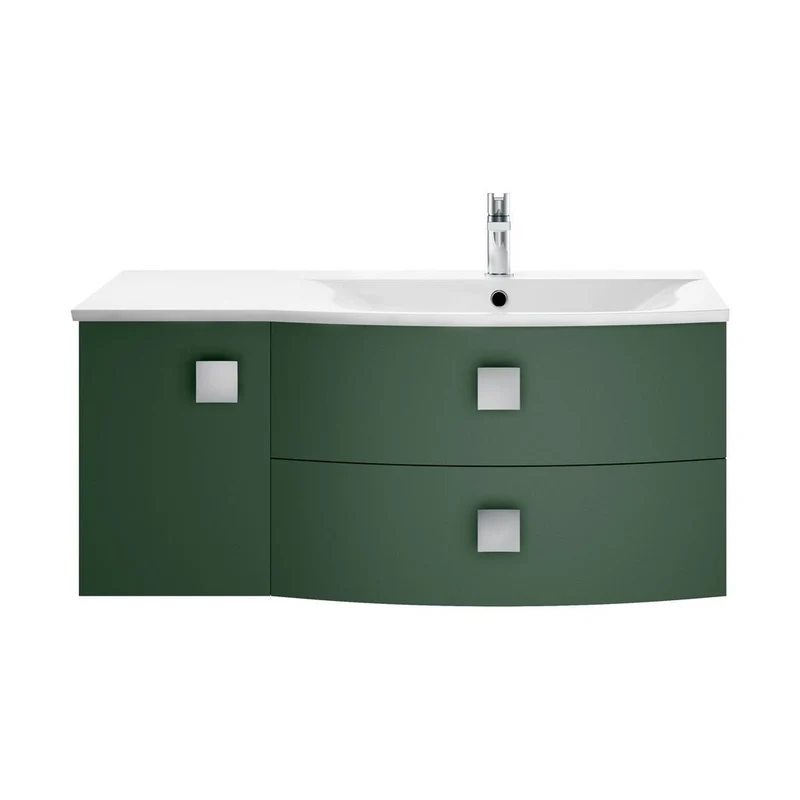 Hudson Reed Sarenna 1000mm Cabinet & Basin - Right Hand Contemp Hunter Green MFC Smooth Matt 448x1012x504mm