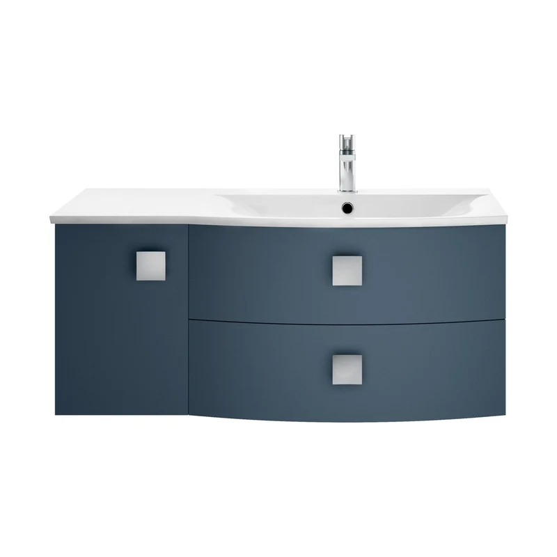 Hudson Reed Sarenna 1000mm Cabinet & Basin - Right Hand Contemp Mineral Blue MFC Smooth Matt 448x1012x504mm