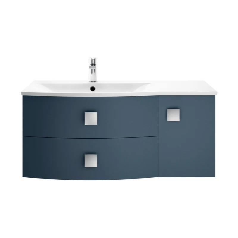 Hudson Reed Sarenna 1000mm Cabinet & Basin - Left Hand Contemp Mineral Blue MFC Smooth Matt 448x1012x504mm