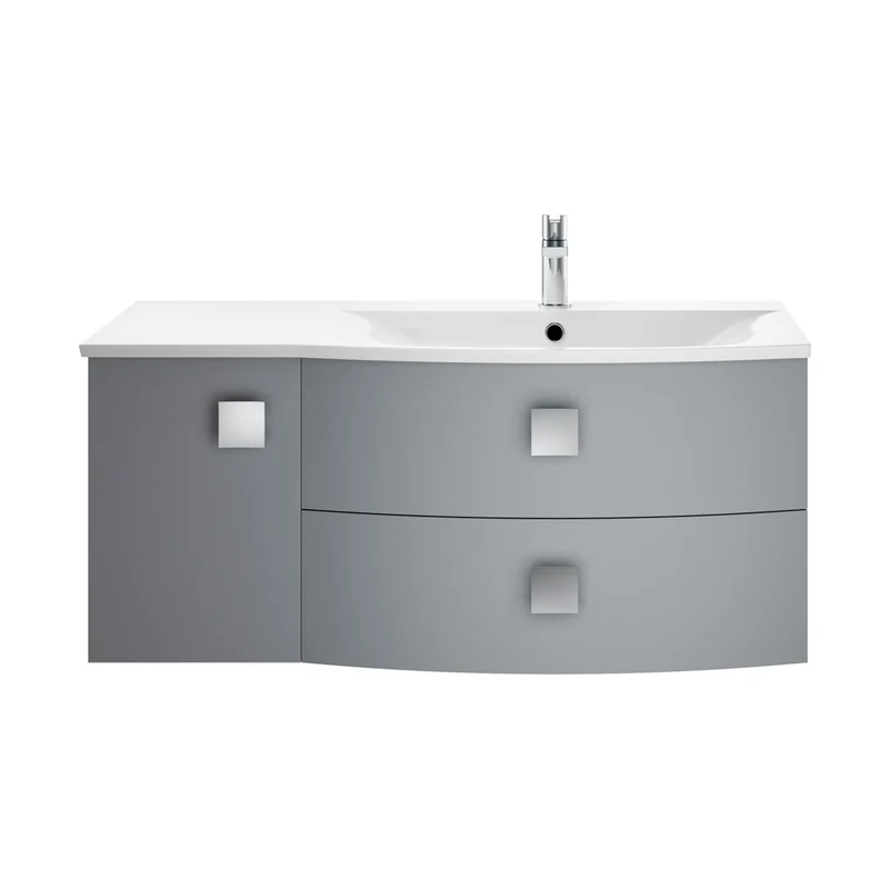 Hudson Reed Sarenna 1000mm Cabinet & Basin - Right Hand Contemp Dove Grey MFC Smooth Matt 448x1012x504mm