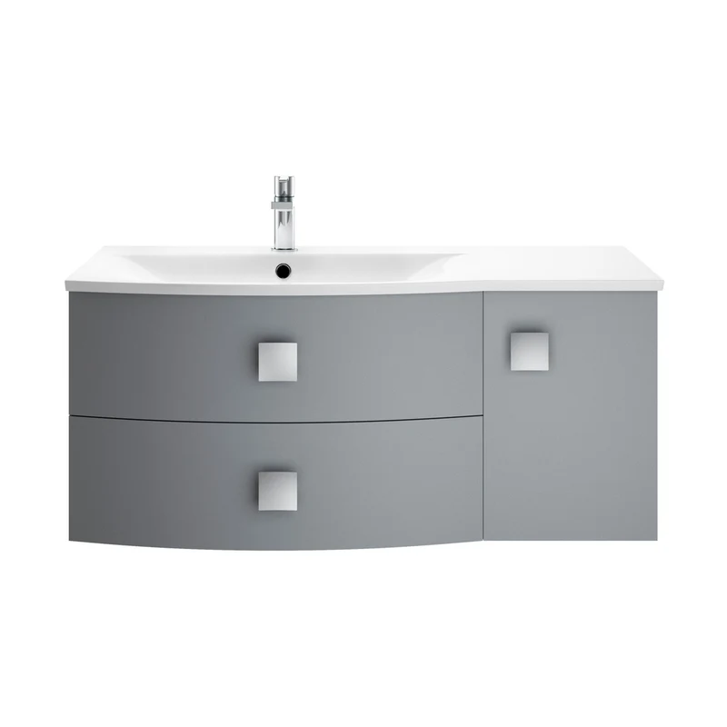 Hudson Reed Sarenna 1000mm Cabinet & Basin - Left Hand Contemp Dove Grey MFC Smooth Matt 448x1012x504mm