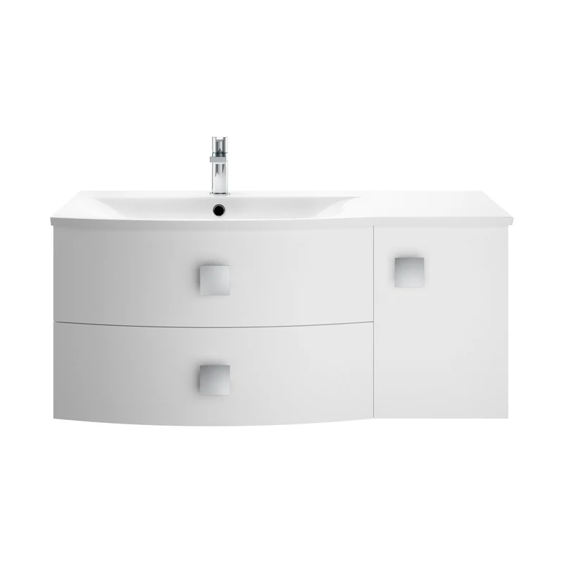 Hudson Reed Sarenna 1000mm Cabinet & Basin - Left Hand Contemp Moon White MFC Smooth Matt 448x1012x504mm