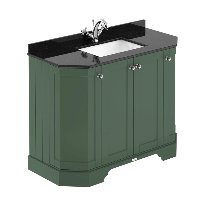 Hudson Reed Old London 1000mm 4-door Angled Unit & Marble Top 1th Trad Hunter Green MDF Vinyl Smooth Matt 888x1036x470mm - LOF882