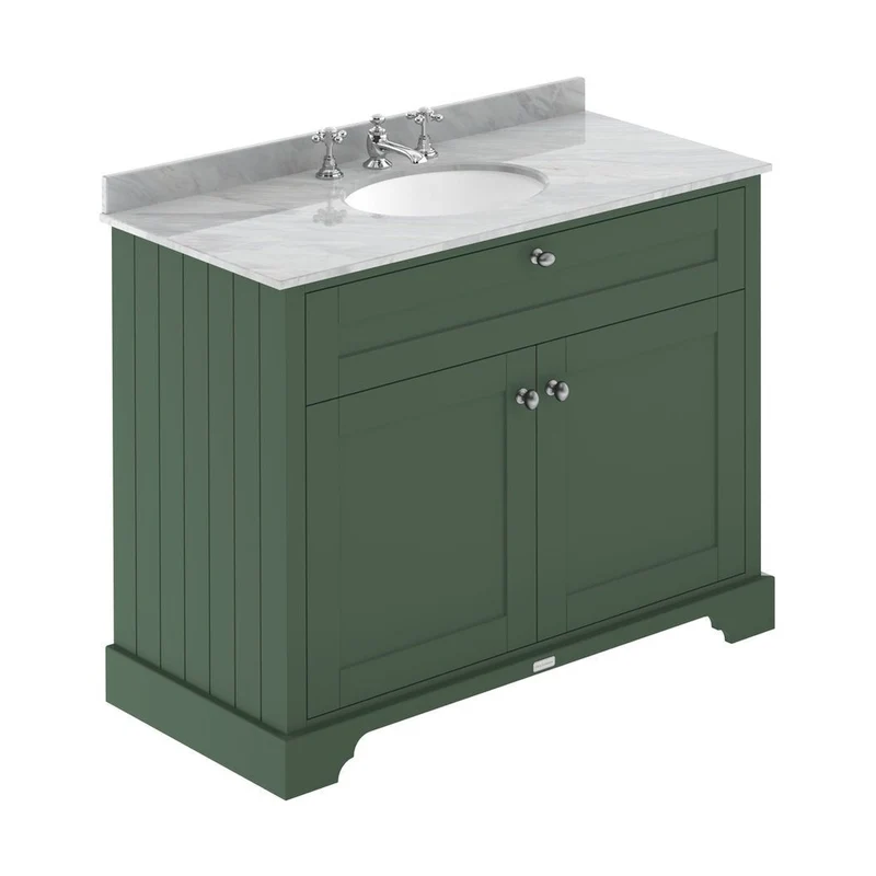 Hudson Reed Old London 1000mm Cabinet & Marble Top (3th) Trad Hunter Green MDF Vinyl Smooth Matt 886x1020x470mm - LOF881