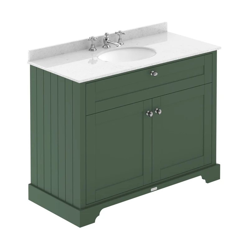 Hudson Reed Old London 1000mm Cabinet & Marble Top (3th) Trad Hunter Green MDF Vinyl Smooth Matt 886x1020x470mm - LOF880