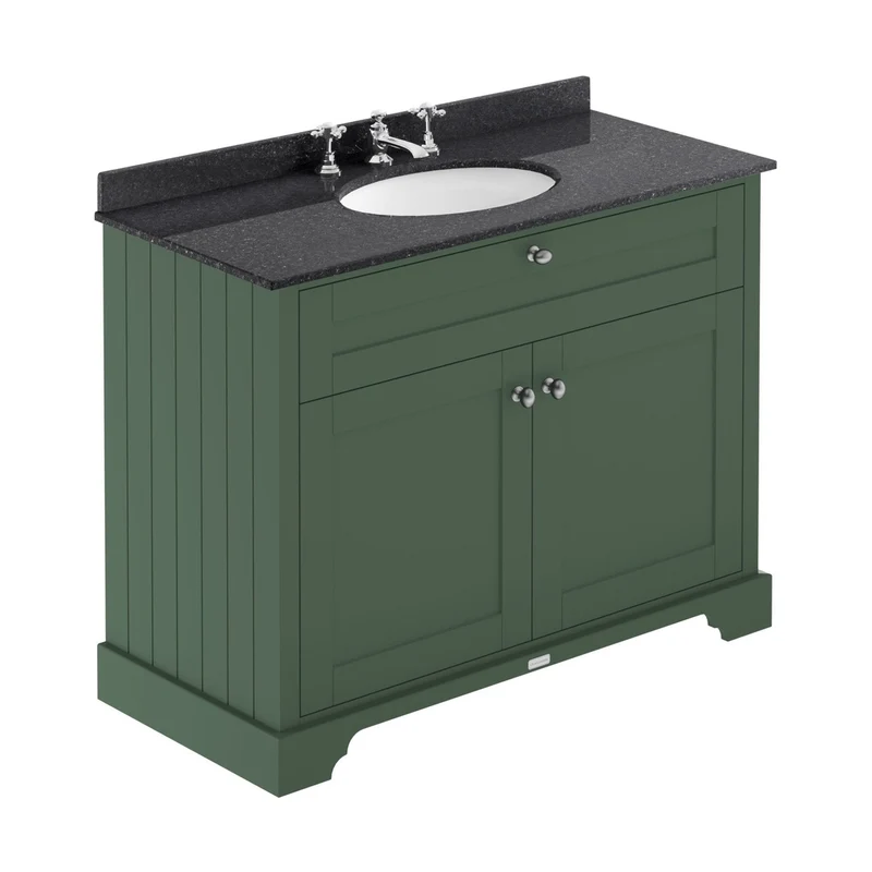 Hudson Reed Old London 1000mm Cabinet & Marble Top (3th) Trad Hunter Green MDF Vinyl Smooth Matt 886x1020x470mm - LOF879