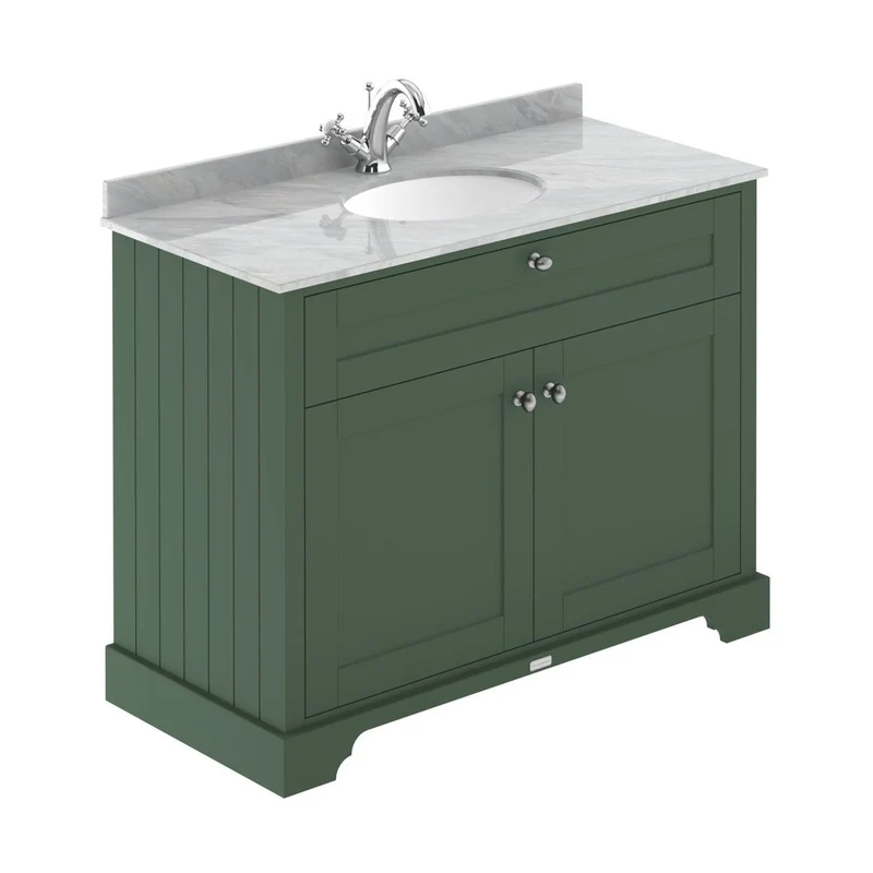 Hudson Reed Old London 1000mm Cabinet & Marble Top (1th) Trad Hunter Green MDF Vinyl Smooth Matt 886x1020x470mm - LOF878