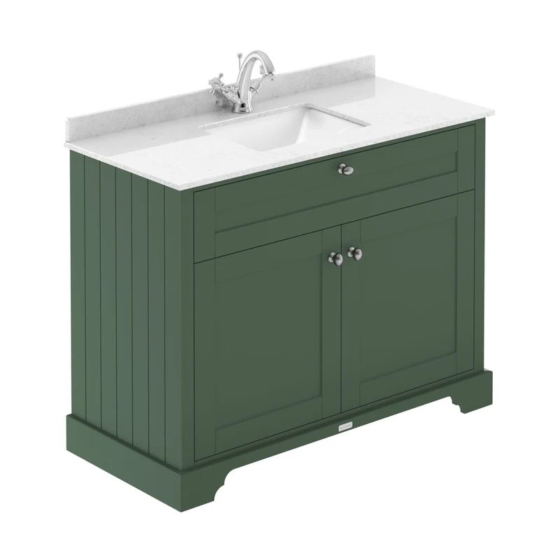 Hudson Reed Old London 1000mm Cabinet & Marble Top (1th) Trad Hunter Green MDF Vinyl Smooth Matt 850x1055x510mm