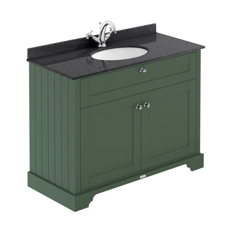 Hudson Reed Old London 1000mm Cabinet & Marble Top (1th) Trad Hunter Green MDF Vinyl Smooth Matt 886x1020x470mm - LOF876