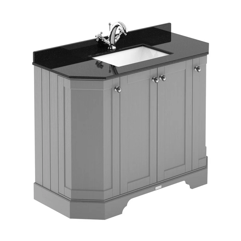 Hudson Reed Old London 1000mm 4-door Angled Unit & Marble Top 1th Trad Storm Grey MDF Vinyl Textured Woodgrain 888x1036x470mm - LOF282