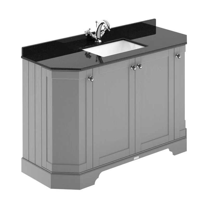 Hudson Reed Old London 1200mm 4-door Angled Unit & Marble Top 1th Trad Storm Grey MDF Vinyl Textured Woodgrain 888x1236x470mm - LOF262