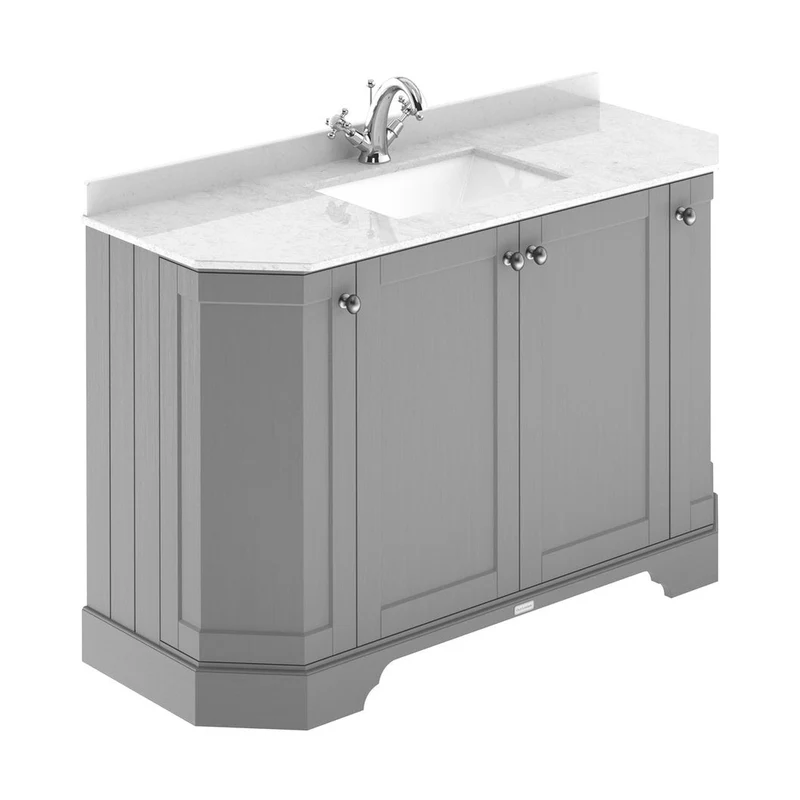Hudson Reed Old London 1200mm 4-door Angled Unit & Marble Top 1th Trad Storm Grey MDF Vinyl Textured Woodgrain 888x1236x470mm - LOF261