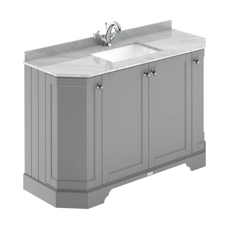 Hudson Reed Old London 1200mm 4-door Angled Unit & Marble Top 1th Trad Storm Grey MDF Vinyl Textured Woodgrain 888x1236x470mm - LOF260