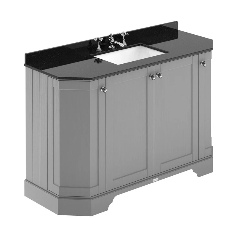 Hudson Reed Old London 1200mm 4-door Angled Unit & Marble Top 3th Trad Storm Grey MDF Vinyl Textured Woodgrain 888x1236x470mm - LOF259