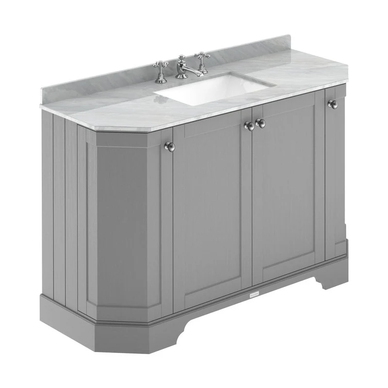 Hudson Reed Old London 1200mm 4-door Angled Unit & Marble Top 3th Trad Storm Grey MDF Vinyl Textured Woodgrain 888x1236x470mm - LOF257