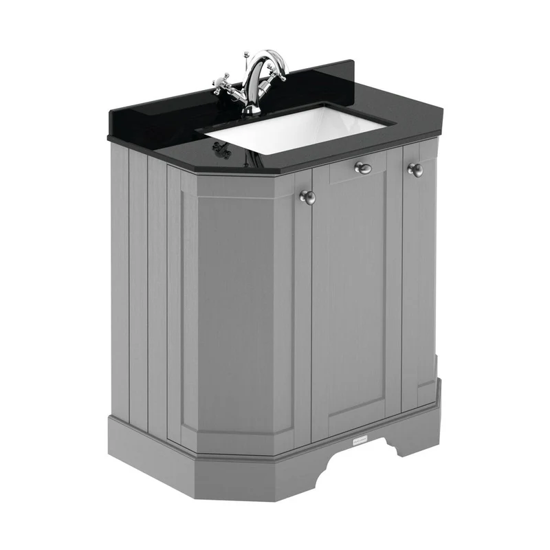 Hudson Reed Old London 750mm 3-door Angled Unit & Marble Top 1th Trad Storm Grey MDF Vinyl Textured Woodgrain 888x786x470mm - LOF218
