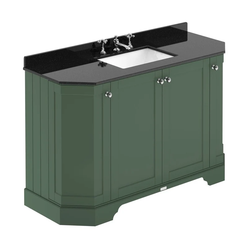 Hudson Reed Old London 1200mm 4-door Angled Unit & Marble Top 3th Trad Hunter Green MDF Vinyl Smooth Matt 888x1236x470mm - LOF859