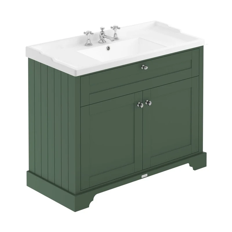 Hudson Reed Old London 1000mm Cabinet & Basin (3th) Trad Hunter Green MDF Vinyl Smooth Matt 868x820x470mm