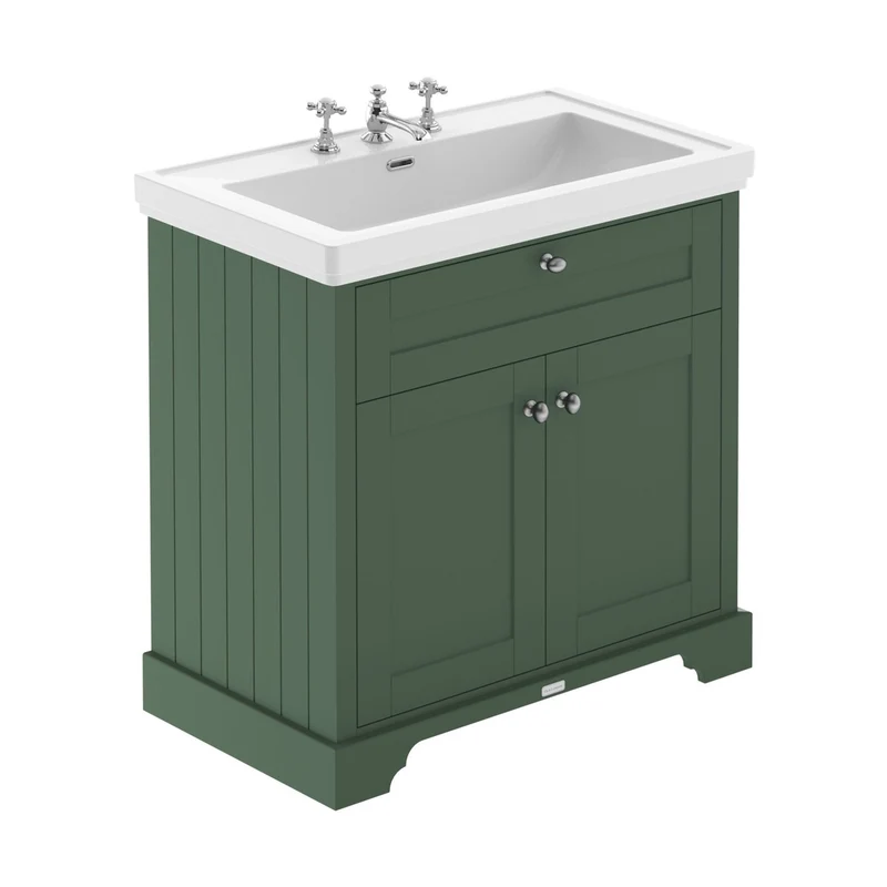 Hudson Reed Old London 800mm 2-door Vanity & Classic Basin 3th Trad Hunter Green MDF Vinyl Smooth Matt 875x830x471mm