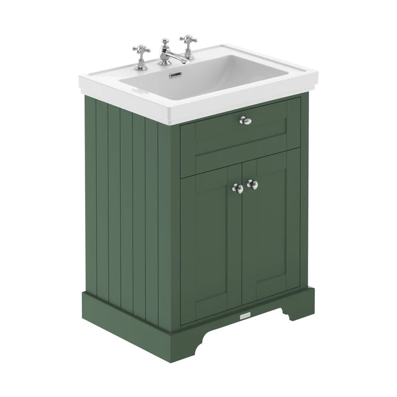 Hudson Reed Old London 600mm 2-door Vanity & Classic Basin 3th Trad Hunter Green MDF Vinyl Smooth Matt 875x630x471mm
