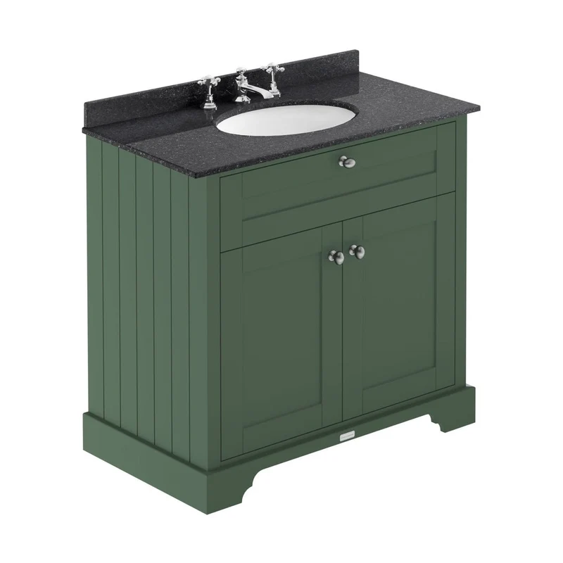 Hudson Reed Old London 800mm Cabinet & Marble Top (3th) Trad Hunter Green MDF Vinyl Smooth Matt 886x820x470mm - LOF830