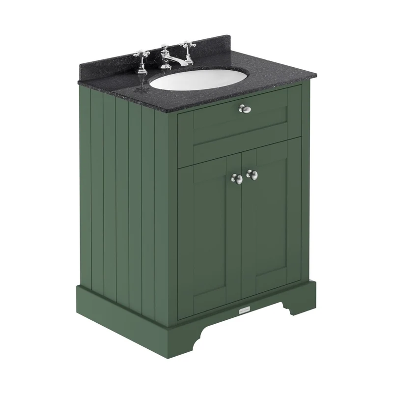 Hudson Reed Old London 600mm Cabinet & Marble Top (3th) Trad Hunter Green MDF Vinyl Smooth Matt 886x620x470mm - LOF824