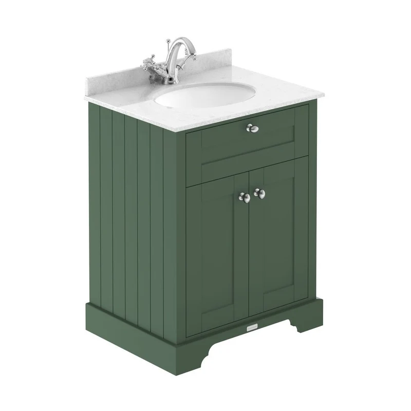 Hudson Reed Old London 600mm Cabinet & Marble Top (1th) Trad Hunter Green MDF Vinyl Smooth Matt 886x620x470mm - LOF822