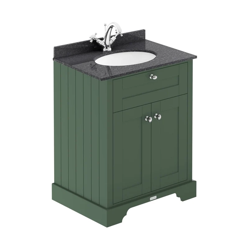 Hudson Reed Old London 600mm Cabinet & Marble Top (1th) Trad Hunter Green MDF Vinyl Smooth Matt 886x620x470mm - LOF821