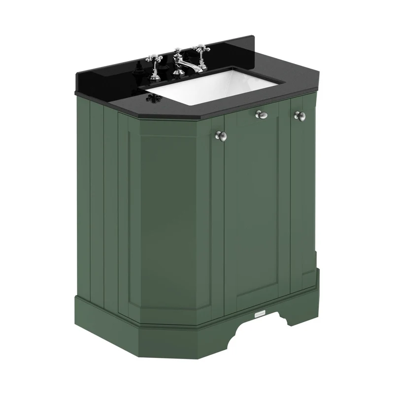 Hudson Reed Old London 750mm 3-door Angled Unit & Marble Top 3th Trad Hunter Green MDF Vinyl Smooth Matt 888x786x470mm - LOF815