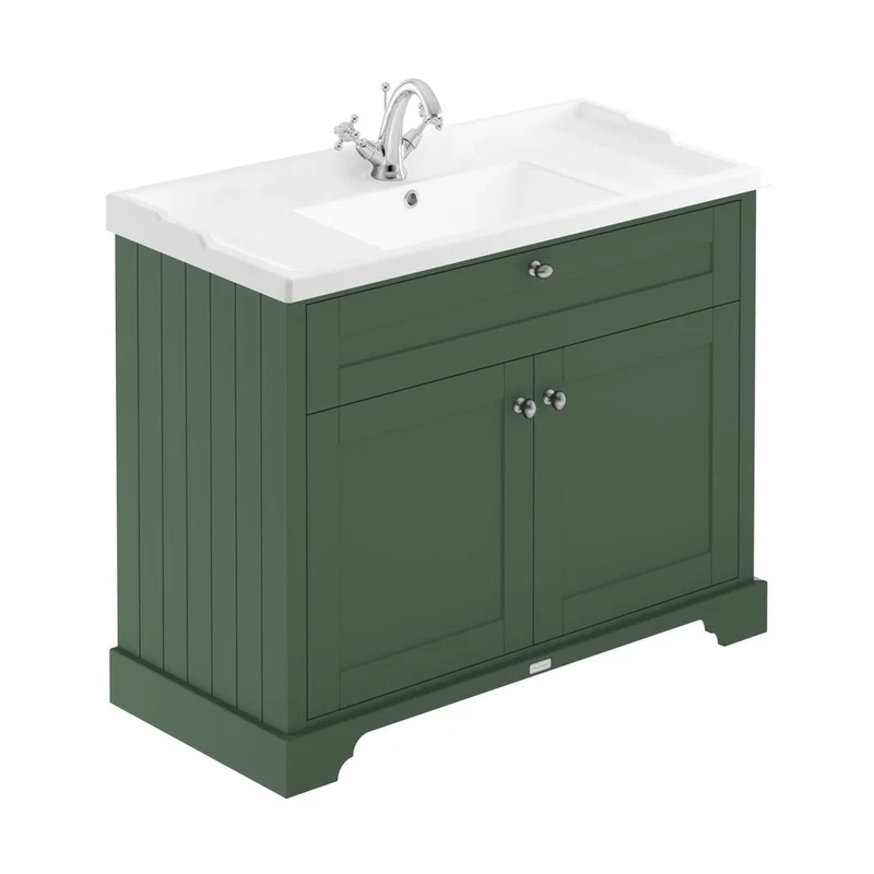 Hudson Reed Old London 1000mm Cabinet & Basin (1th) Trad Hunter Green MDF Vinyl Smooth Matt 868x1020x470mm