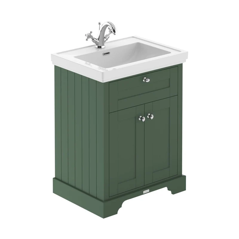 Hudson Reed Old London 600mm 2-door Vanity & Classic Basin 1th Trad Hunter Green MDF Vinyl Smooth Matt 875x630x471mm