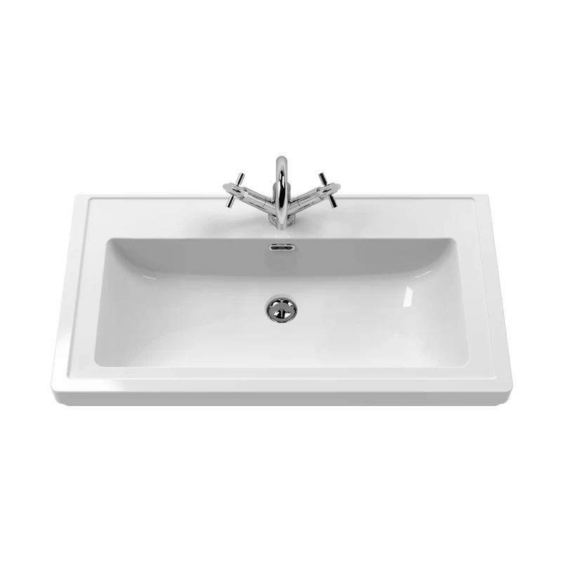 Hudson Reed Old London 800mm 2-door Vanity & Classic Basin 1th Trad Timeless Sand MDF Vinyl Textured Woodgrain 875x830x471mm