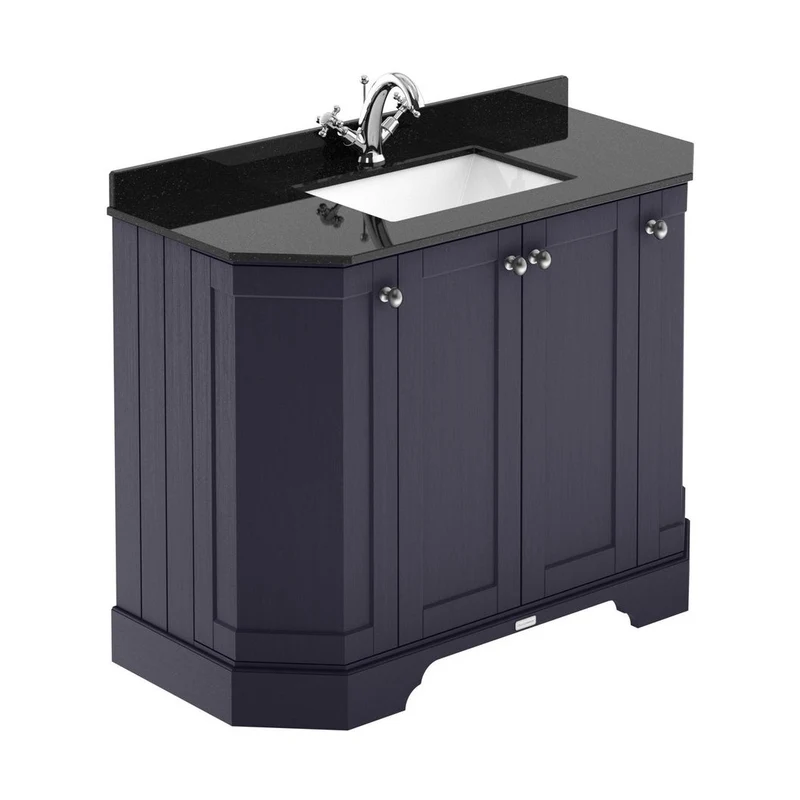 Hudson Reed Old London 1000mm 4-door Angled Unit & Marble Top 1th Trad Twilight Blue MDF Vinyl Textured Woodgrain 888x1036x470mm - LOF382