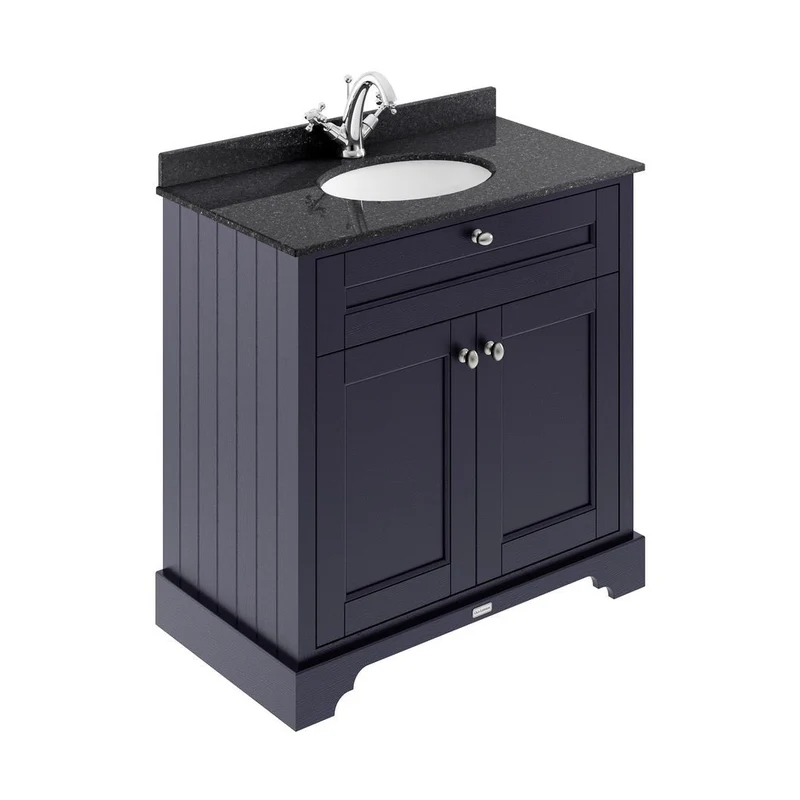 Hudson Reed Old London 800mm Cabinet & Marble Top (1th) Trad Twilight Blue MDF Vinyl Textured Woodgrain 886x820x470mm - LOF327