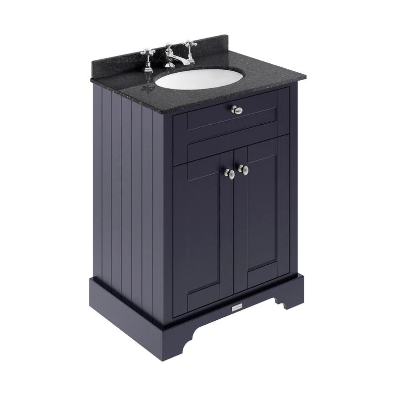 Hudson Reed Old London 600mm Cabinet & Marble Top (3th) Trad Twilight Blue MDF Vinyl Textured Woodgrain 886x620x470mm - LOF324