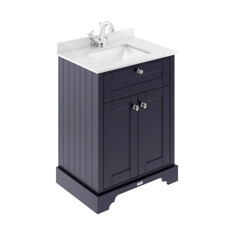 Hudson Reed Old London 600mm Cabinet & Marble Top (1th) Trad Twilight Blue MDF Vinyl Textured Woodgrain 845x660x505mm
