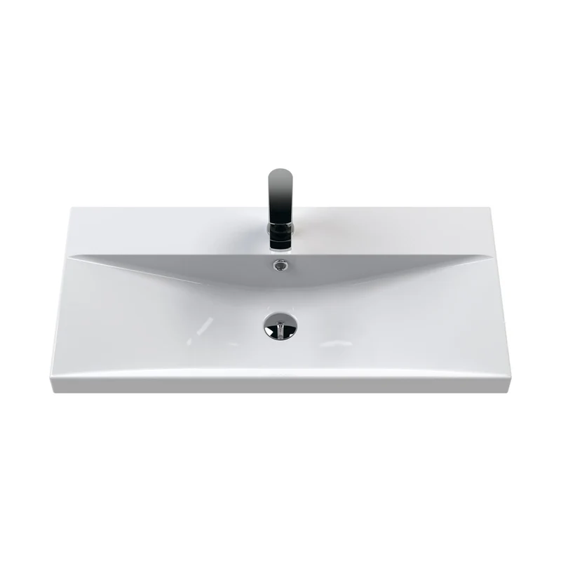 Hudson Reed Fluted 800mm Wall Hung 2 Drawer Vanity & Basin 3 Contemp Satin White MFC Painted Gloss 550x810x395mm