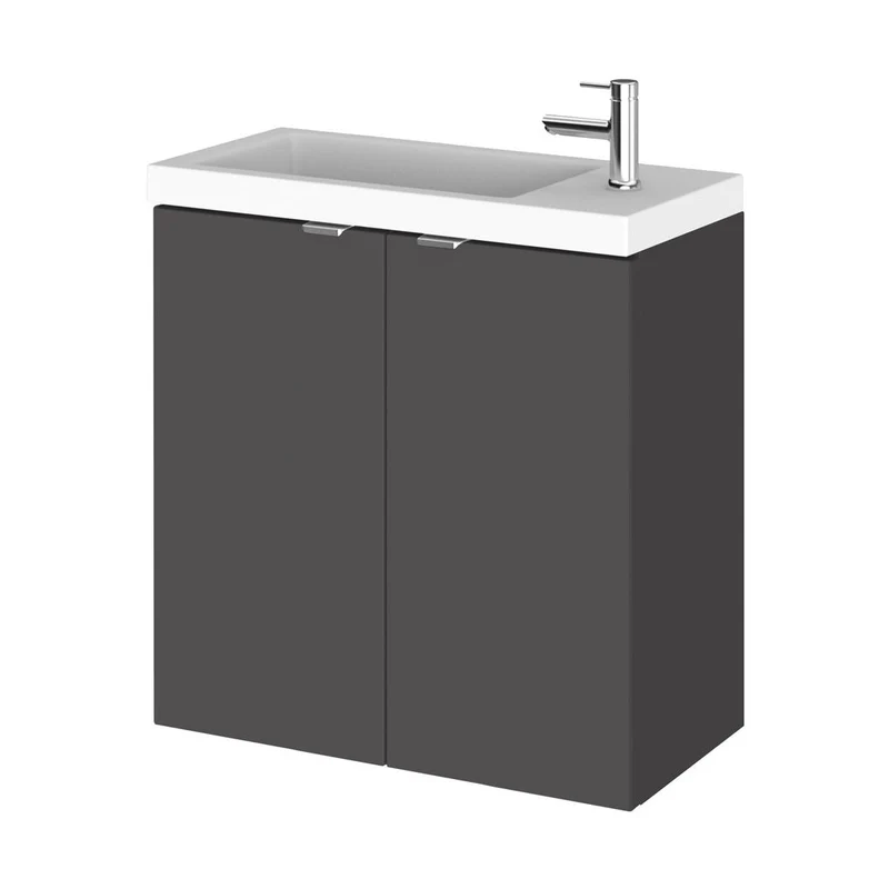 Hudson Reed Fusion 500mm Vanity Unit & Basin Contemp Gloss Grey MFC Painted Gloss 579x505x260mm