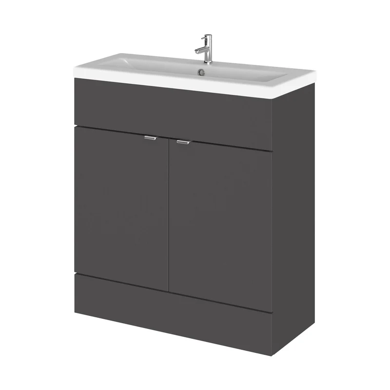 Hudson Reed Fusion 800mm Vanity Unit & Ceramic Basin Contemp Gloss Grey MFC Painted Gloss 904x805x360mm