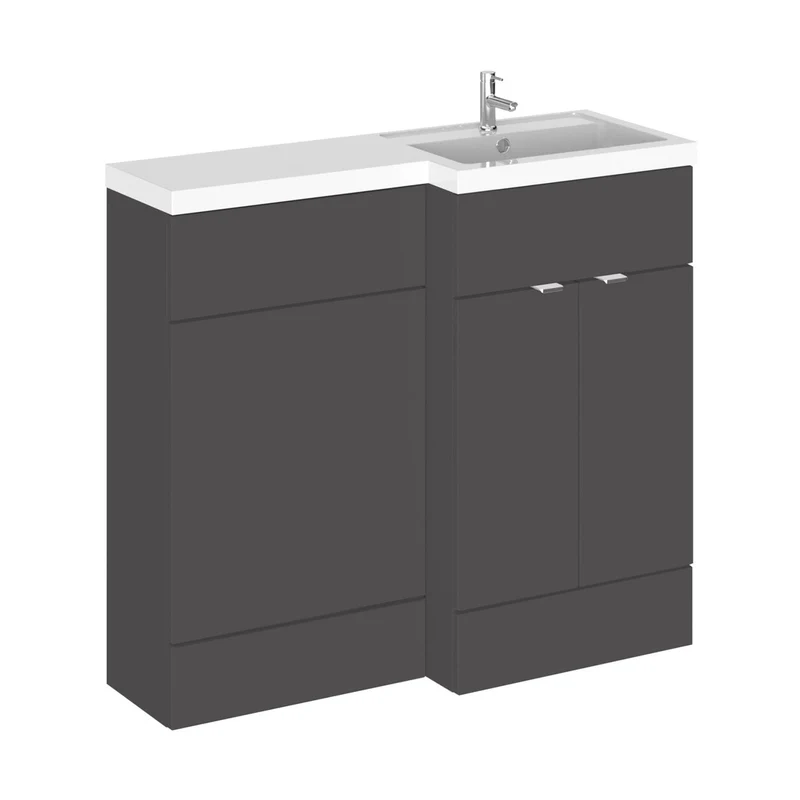 Hudson Reed Fusion 1000mm Right Hand Combination Contemp Gloss Grey MFC Painted Gloss 904x1005x360mm
